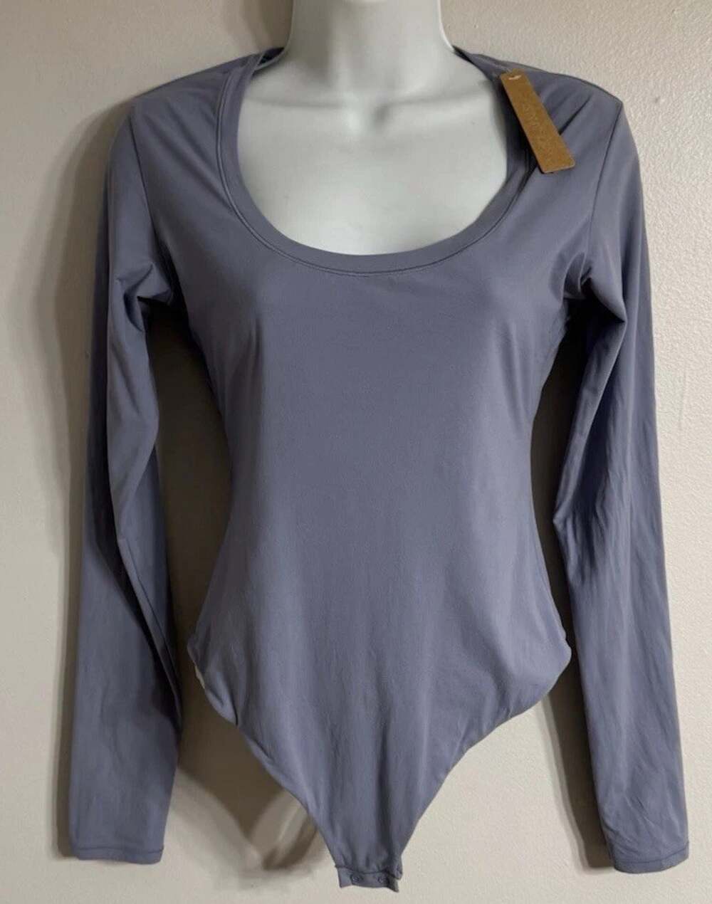 SKIMS Fits Everybody Thong Scoop Bodysuit Women’s Large Blue Long Sleeve New